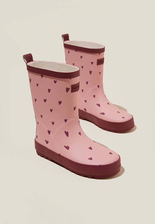 Cotton On - Kids rainboot - zephyr/vintage berry hearts