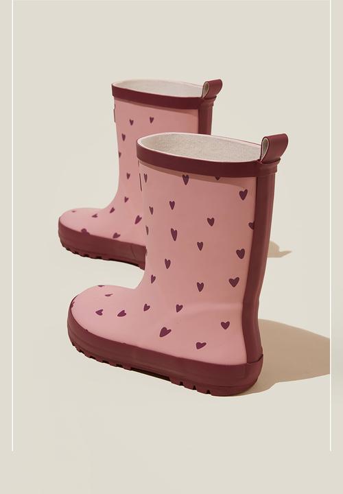 Cotton On - Kids rainboot - zephyr/vintage berry hearts
