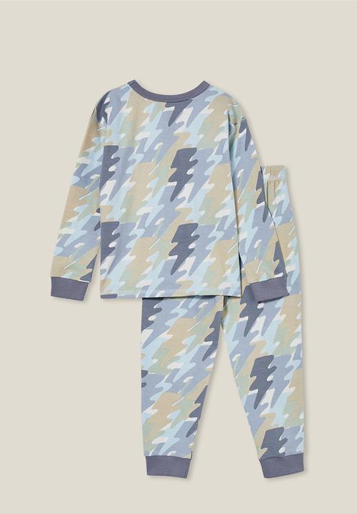 Cotton On - Ace long sleeve pyjama set - rainy day/lightning bolt camo
