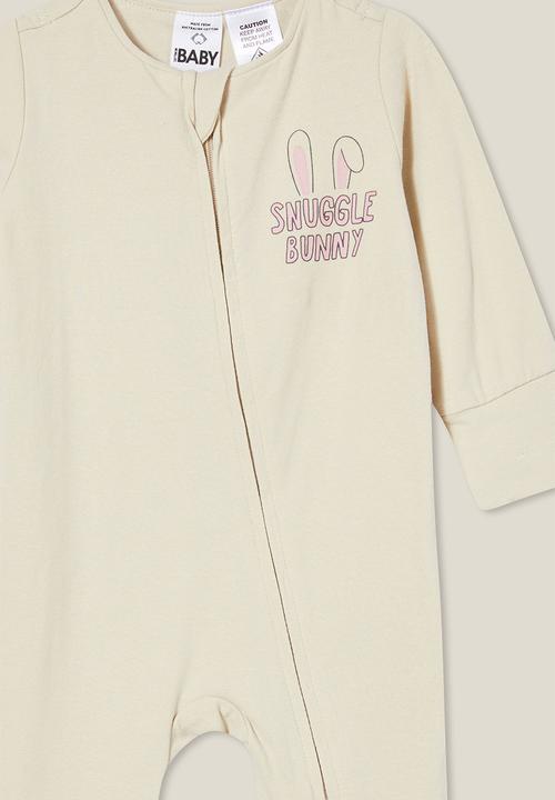 Cotton On - The long sleeve zip romper - rainy day/snuggle bunny