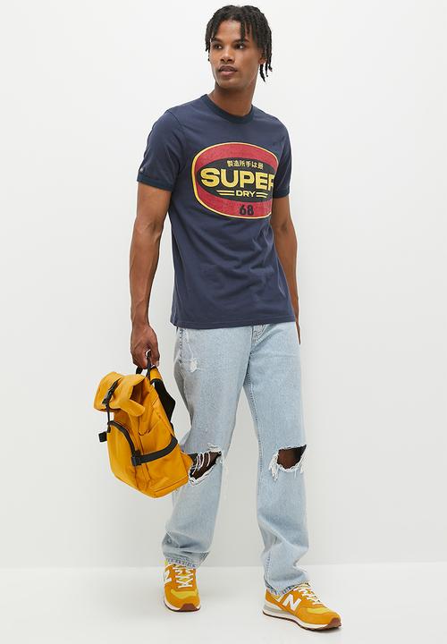 Superdry. - Work gasoline logo T-shirt - French Navy/Eclipse Navy