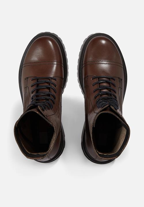 Tommy Hilfiger - Lace-up cleat debossed logo mid boots - velvet brown 