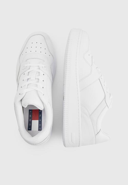 Tommy Hilfiger - Retro leather basketball trainers - white