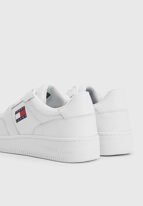 Tommy Hilfiger - Retro leather basketball trainers - white