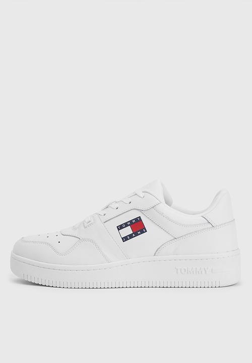 Tommy Hilfiger - Retro leather basketball trainers - white