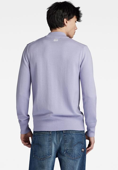 G-STAR - Premium core mock knit Washable merino knit - icelandic blue