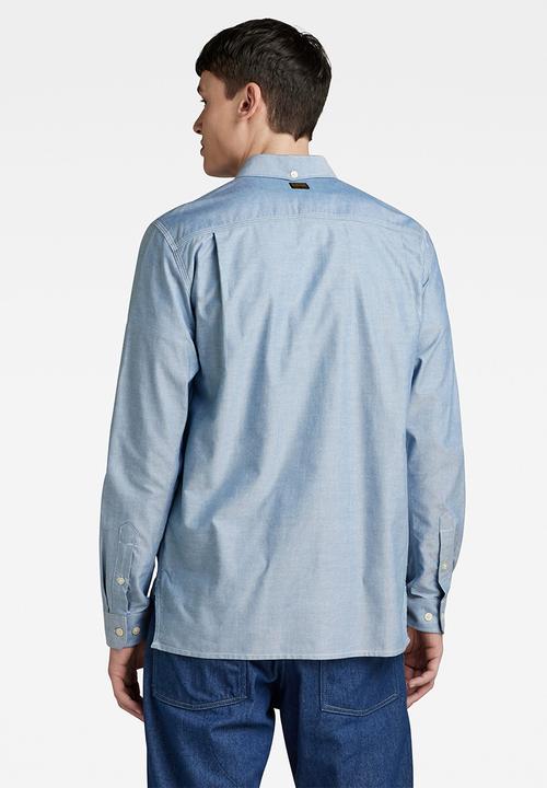 G-STAR - One pkt regular shirt long sleeve state - nitro/white oxford