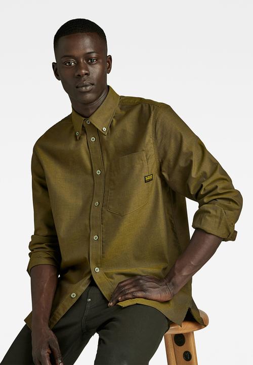 G-STAR - One pkt regular shirt l\s State oxford - tobacco/imperial blue oxford