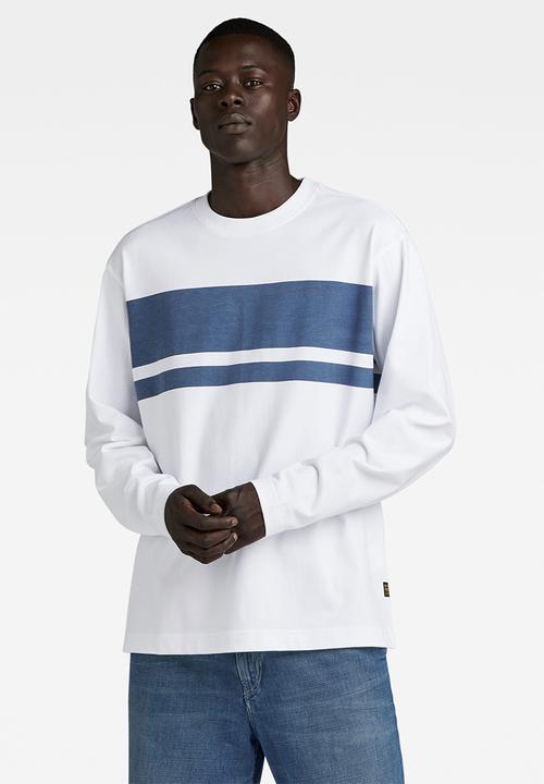 G-STAR - Placed stripe boxy r t long sleeve jersey - white
