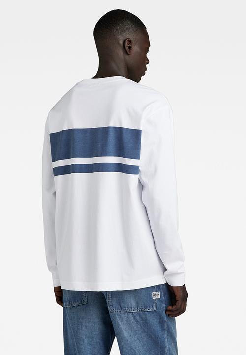 G-STAR - Placed stripe boxy r t long sleeve jersey - white