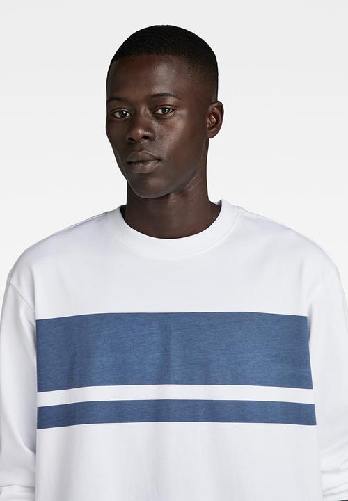 G-STAR - Placed stripe boxy r t long sleeve jersey - white