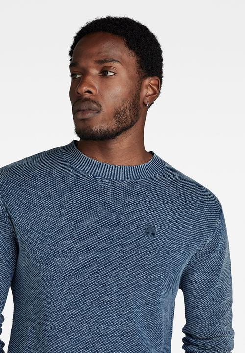 G-STAR - Indigo moss r knit Indigo neptune knit o - sun faded blue