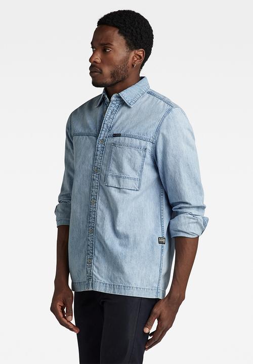 G-STAR - 1-pocket regular denim shirt long sleeve lt wt ravi - sun faded