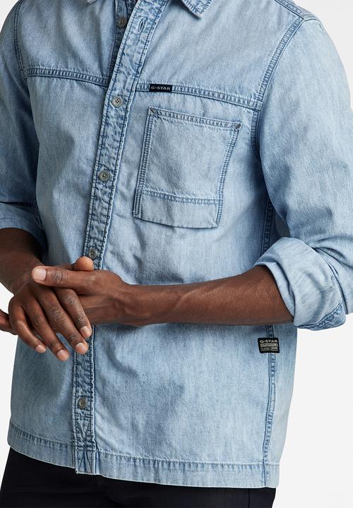 G-STAR - 1-pocket regular denim shirt long sleeve lt wt ravi - sun faded