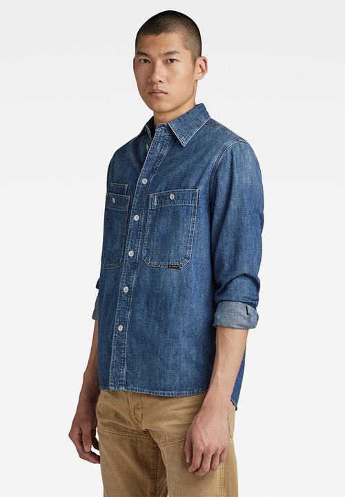G-STAR - Nimes regular shirt long sleeve asinart 8oz denim - faded noosa blue