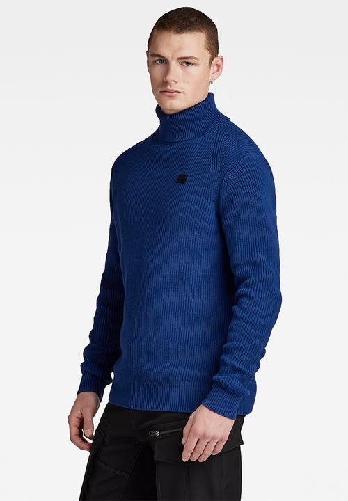 G-STAR - Pullover turtle knit cotton knit o - ballpen blue