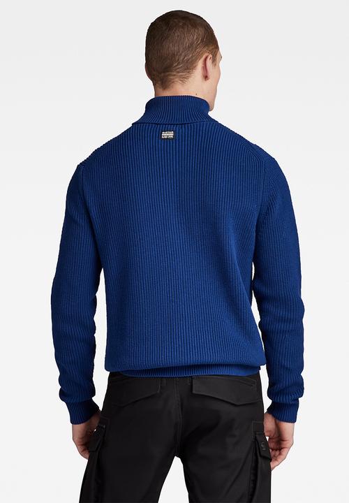 G-STAR - Pullover turtle knit cotton knit o - ballpen blue