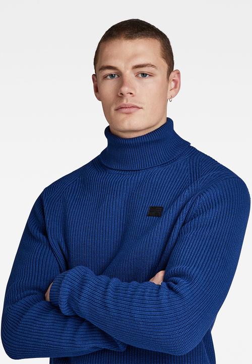 G-STAR - Pullover turtle knit cotton knit o - ballpen blue