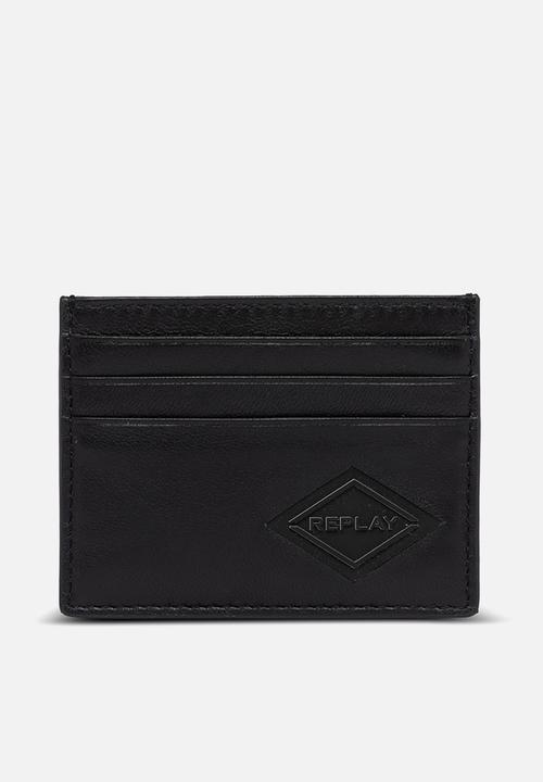 Replay - Wallet in solid-coloured leather - black