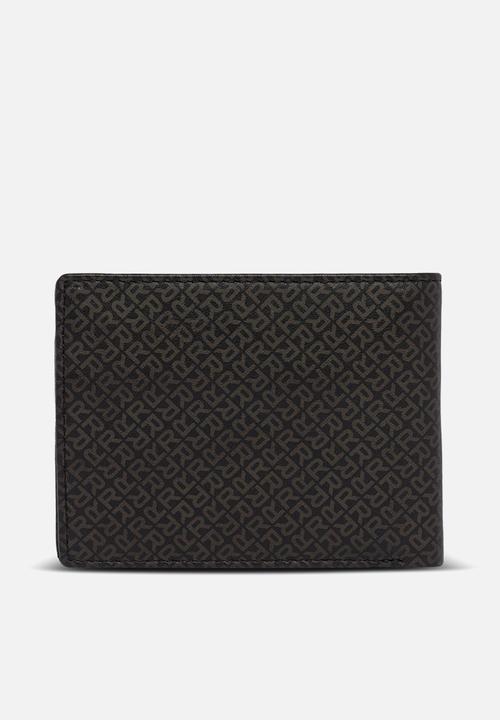 Replay - Wallet in solid-coloured leather - black & brown cocoa