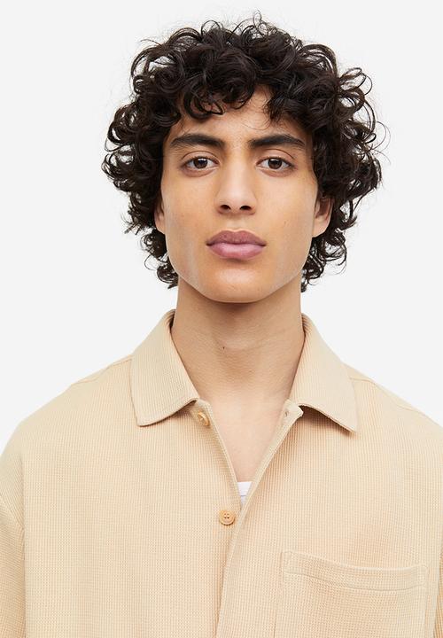 H&M - Relaxed fit waffled shirt - Beige