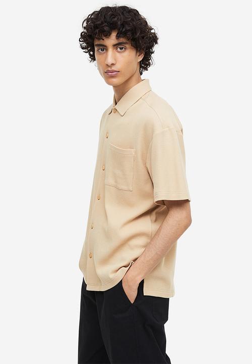 H&M - Relaxed fit waffled shirt - Beige