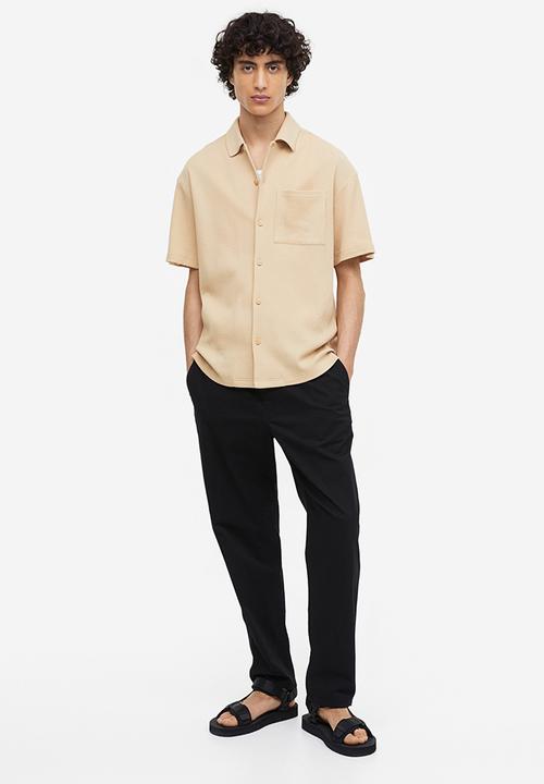 H&M - Relaxed fit waffled shirt - Beige