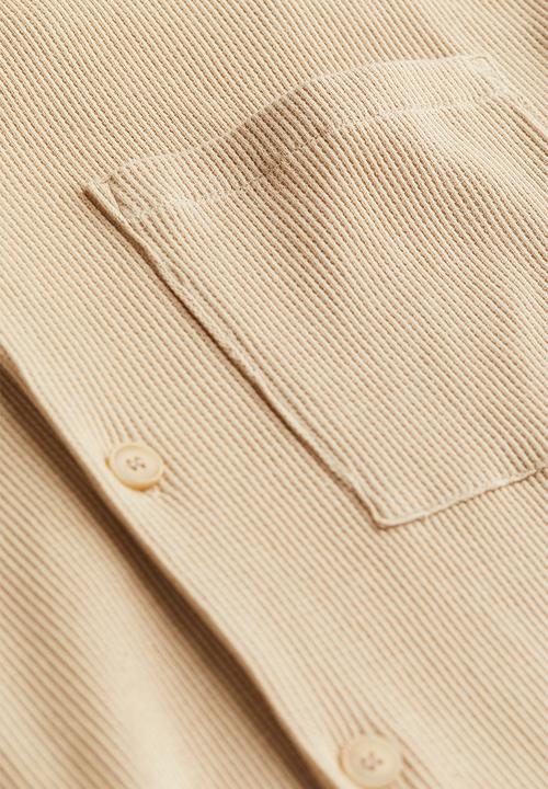 H&M - Relaxed fit waffled shirt - Beige