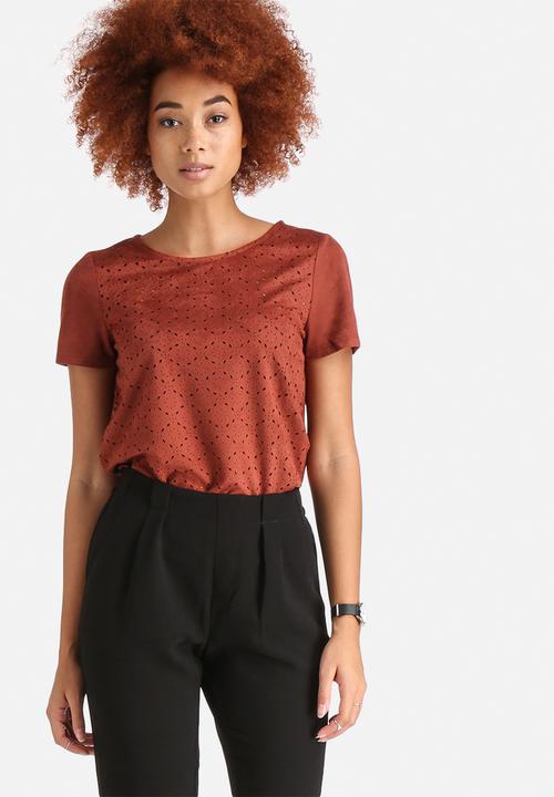 Vero Moda - Laser Cut Faux Suede Top