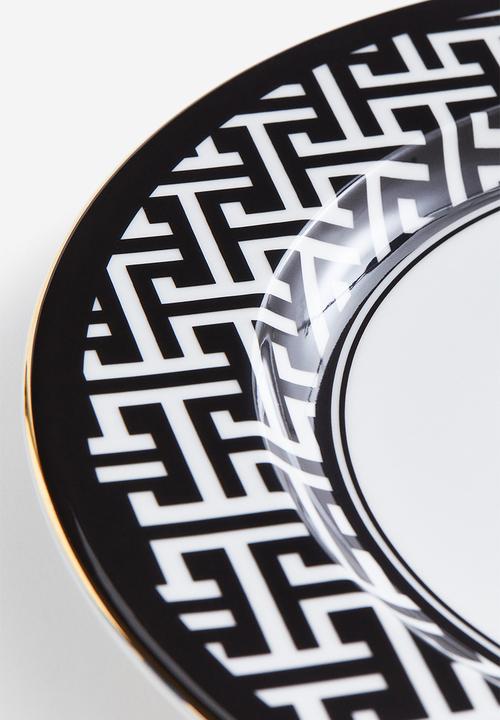 H&M - Porcelain plate - black, white, multi