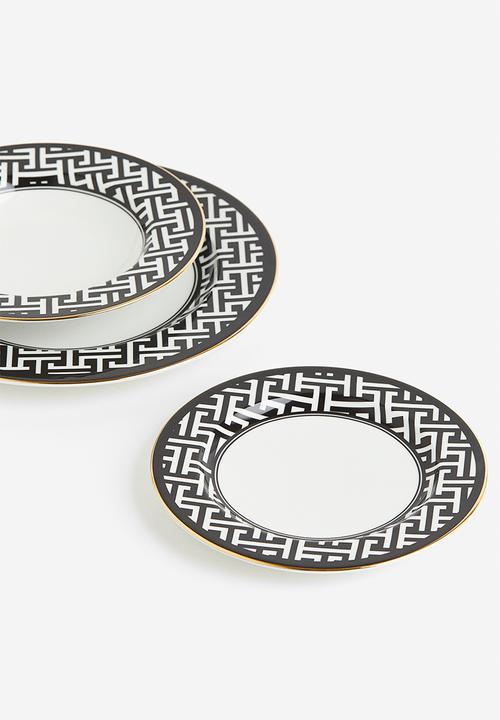 H&M - Porcelain plate - black, white, multi
