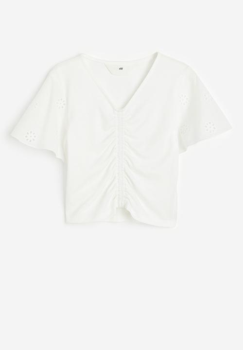 H&M - Ruched jersey t-shirt - white