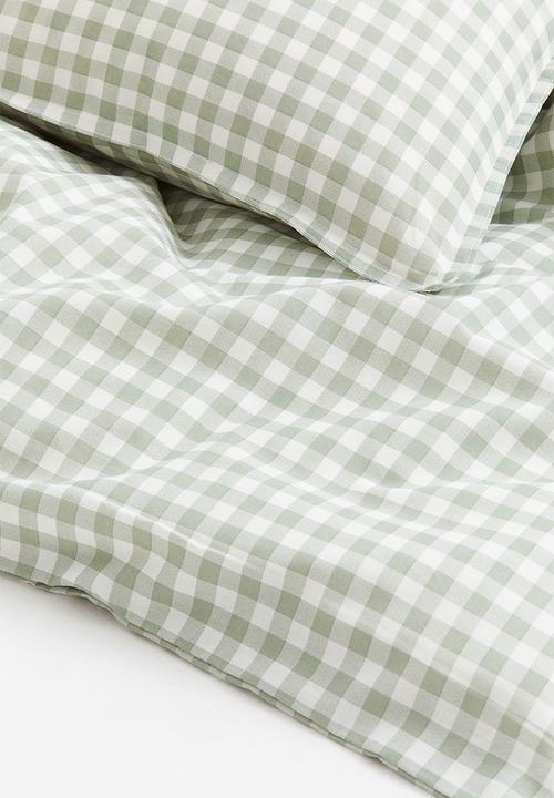 H&M - Patterned single duvet cover set - green, multi