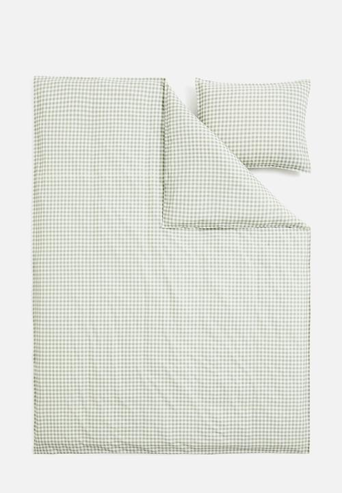 H&M - Patterned single duvet cover set - green, multi