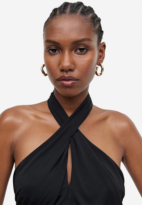 H&M - Draped halterneck dress - black 