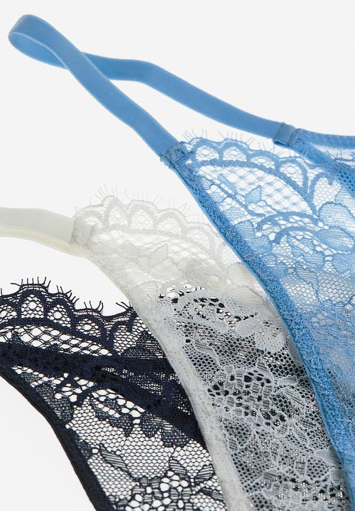 H&M - 3-pack thong briefs - blue, white