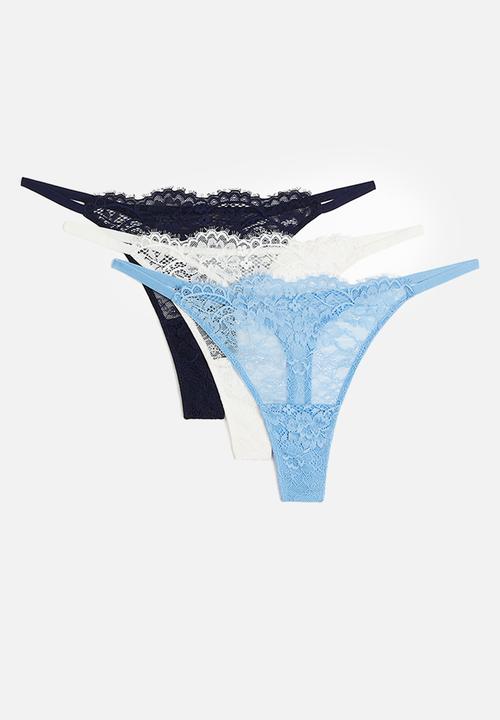 H&M - 3-pack thong briefs - blue, white