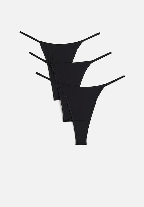H&M - 3-pack jersey thong briefs - black