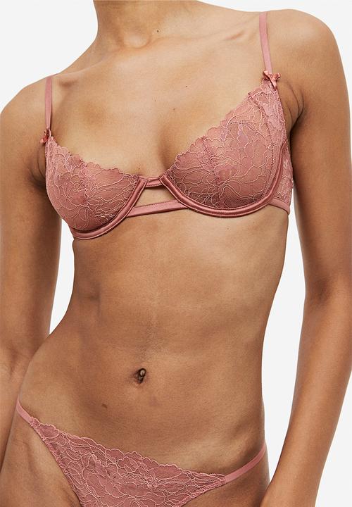 H&M - 3-pack lace thong briefs - pink, white