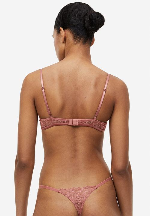 H&M - 3-pack lace thong briefs - pink, white