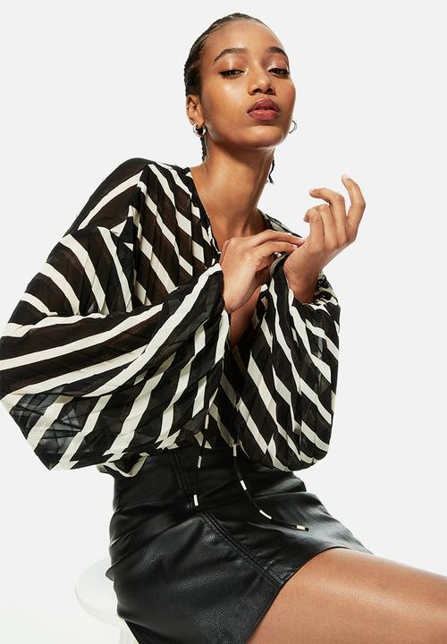 H&M - Pleated blouse - black multi