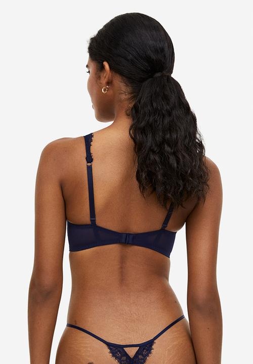 H&M - Padded underwired lace bra - blue