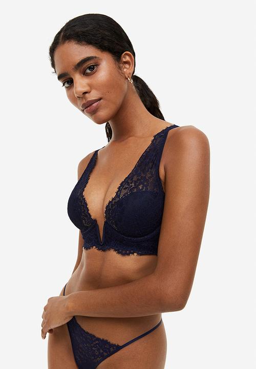 H&M - Padded underwired lace bra - blue