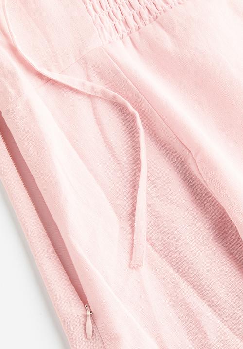 H&M - Puff-sleeved dress - light pink