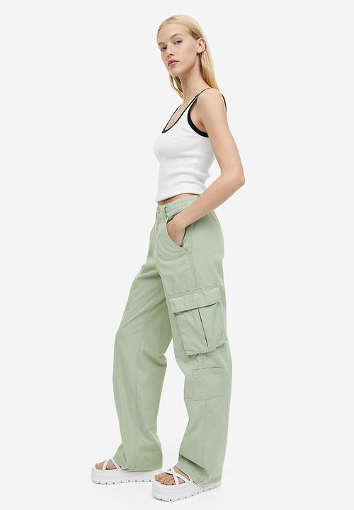 H&M - Canvas cargo trousers - light dusty green