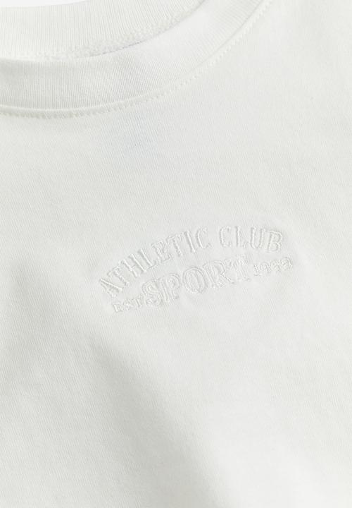 H&M - Boxy-style embroidered t-shirt - white