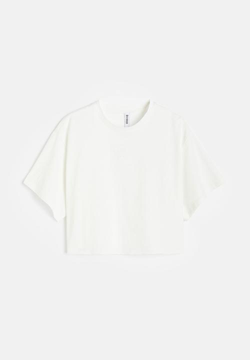 H&M - Boxy-style embroidered t-shirt - white