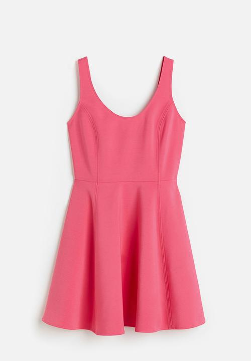 H&M - Flared-skirt mini dress - cerise