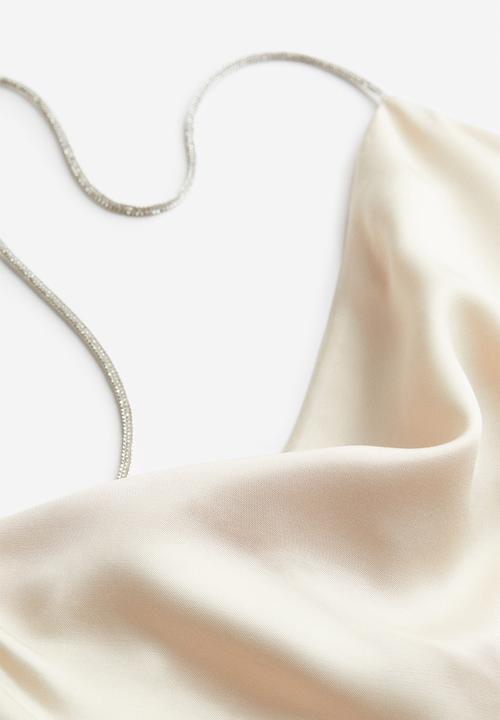 H&M - Rhinestone-strap cami top - light beige