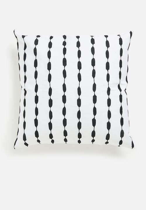 Sixth Floor - Stitch printed cushion cover -  Black & White